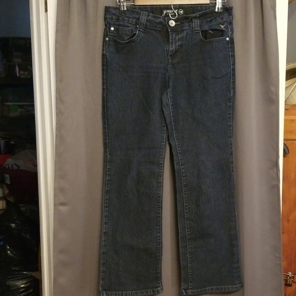 Grane Denim - Grane Women's/Juniors Jeans Darker Wash Embroidered Pockets Size 9 Short GUC